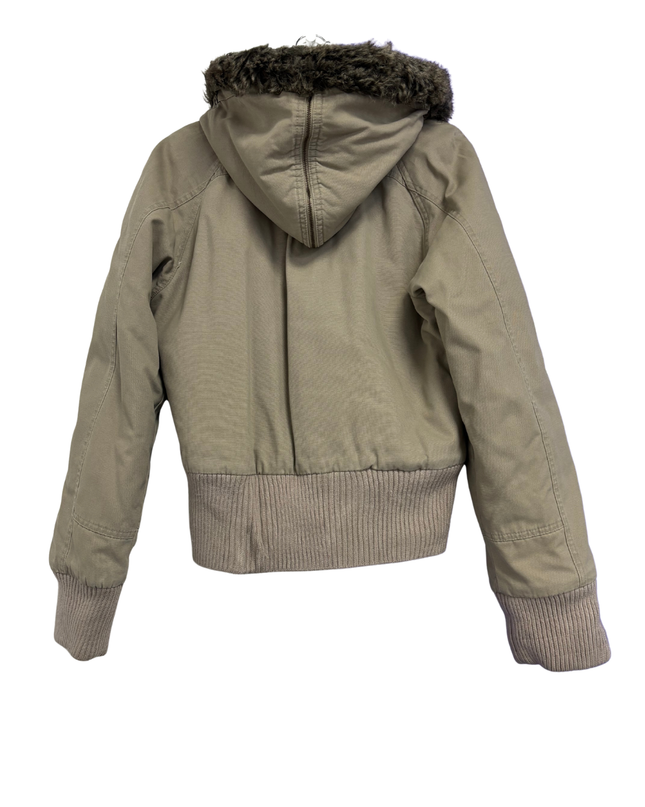 Nike Tan Faux Fur Trimmed Hooded Bomber Jacket