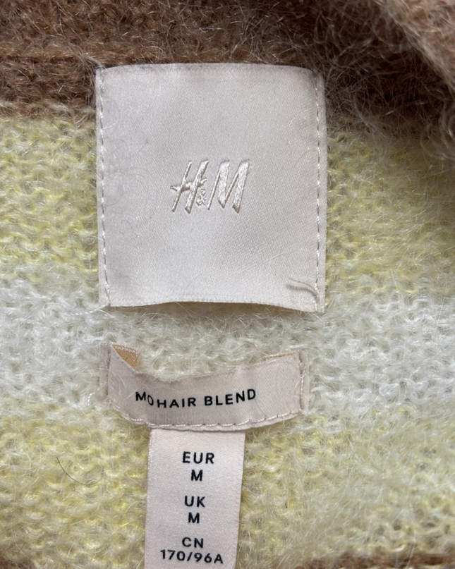 H&M Brown and Yellow Striped Mohair Blend Sweater