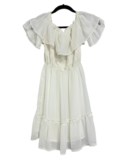 Hollister White Ruffle Smocked Off-The-Shoulder Mini Dress