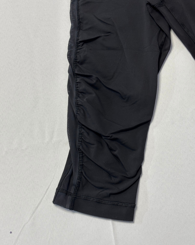 Lululemon Black Ruched Mesh Cropped Leggings