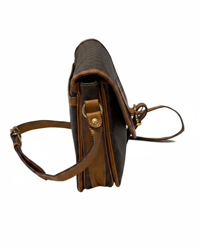 Celine Brown Macadam Monogram Crossbody Bag