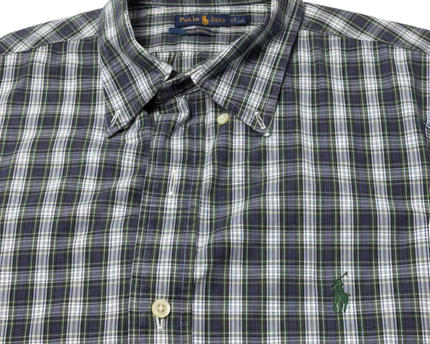 Ralph Lauren Green and Navy Plaid Classic Fit Button-Down Shirt