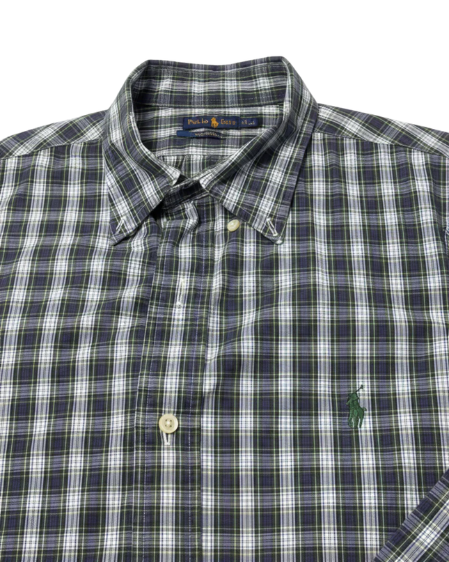 Ralph Lauren Green and Navy Plaid Classic Fit Button-Down Shirt