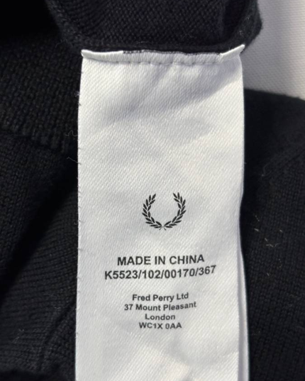 Fred Perry Black Crew Neck Knit Sweater