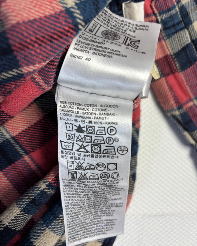 Levi's Red/Blue Plaid Slim Fit Flannel Western Shirt