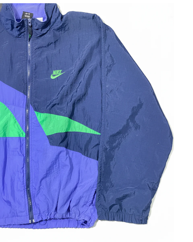 Nike Navy, Purple, and Green Vintage Colorblock Windbreaker Jacket