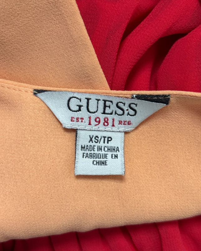 Guess Red Sleeveless Chiffon Mini Dress