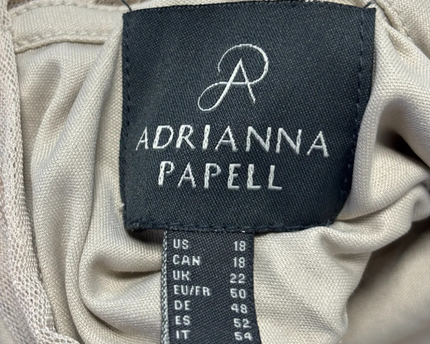 Adrianna Papell Beige Beaded Mesh Evening Gown W/Tags