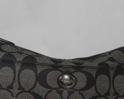 Coach Signature Grey/Black Monogram Shoulder Bag