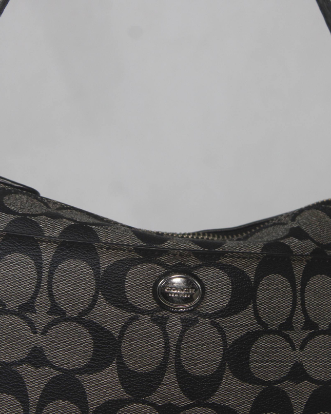 Coach Signature Grey/Black Monogram Shoulder Bag