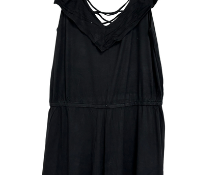 Aeropostale Black Ruffle with Crisscross Front Detail Strap Romper