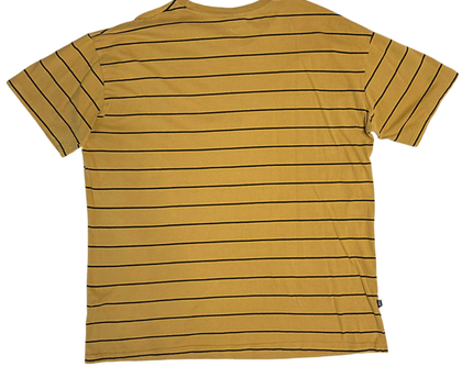 Stussy Mustard Yellow Striped Oval Logo T-Shirt