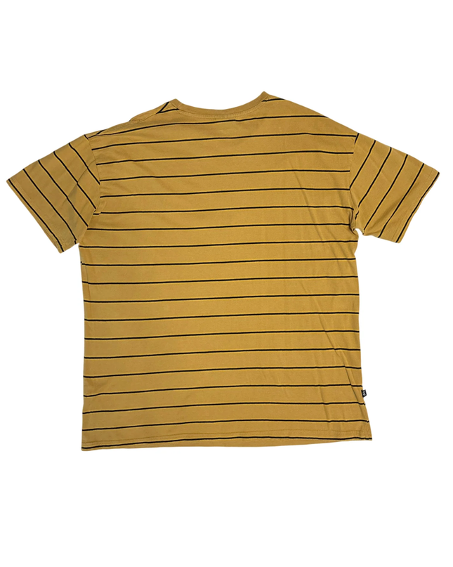 Stussy Mustard Yellow Striped Oval Logo T-Shirt