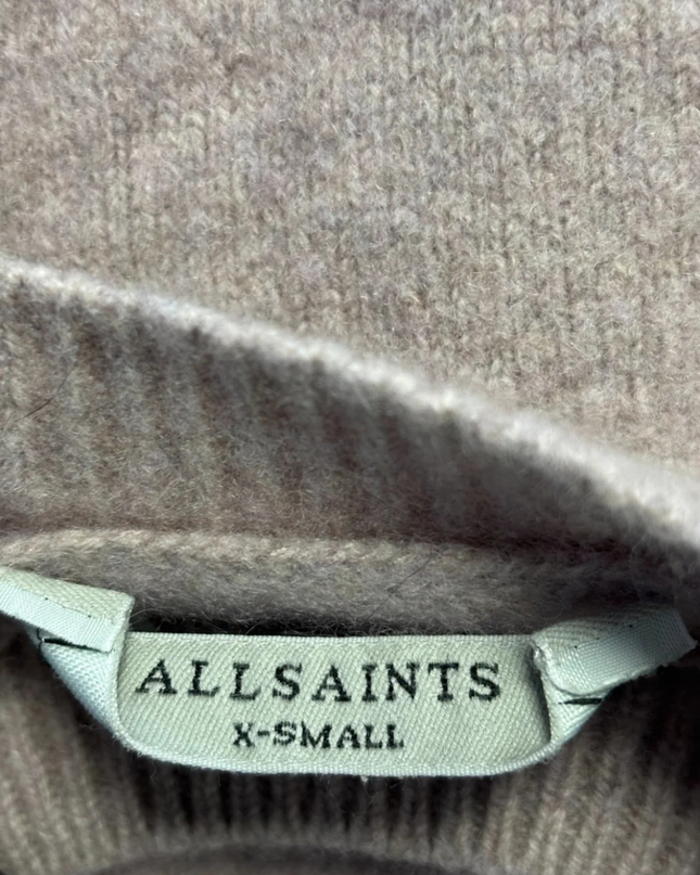 AllSaints Taupe Recycled Cashmere Blend Cropped Sweater