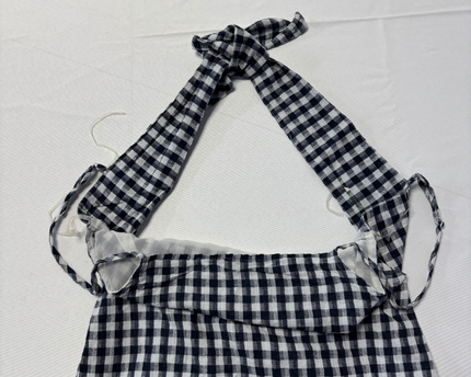 American Eagle Black and White Checkered Halter Neck Mini Dress