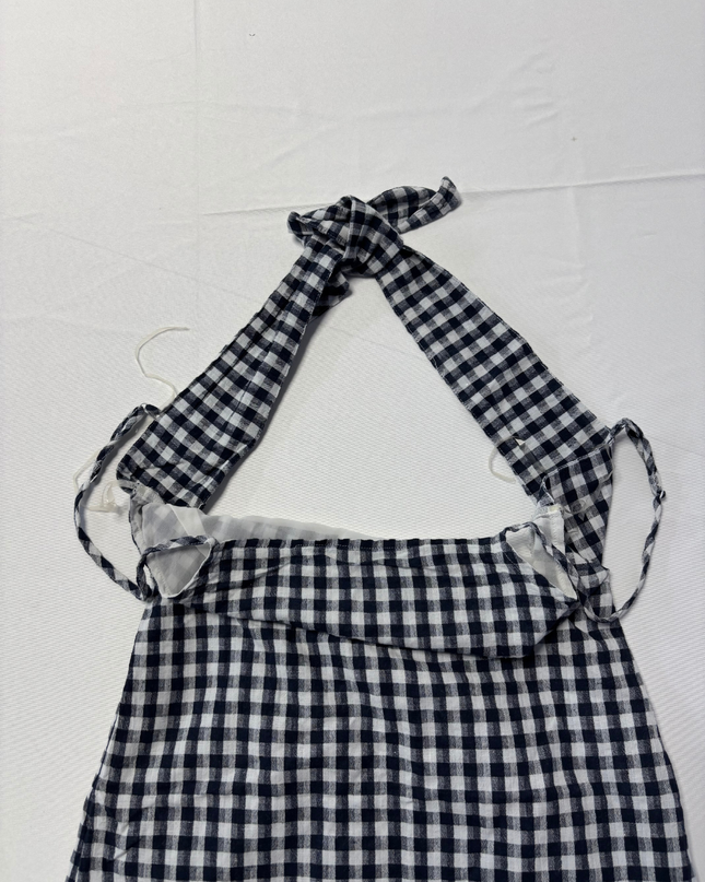 American Eagle Black and White Checkered Halter Neck Mini Dress