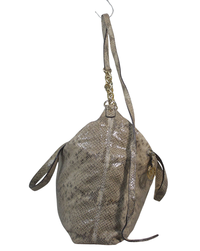 Michael Kors Beige Snakeskin Embossed Shoulder Bag