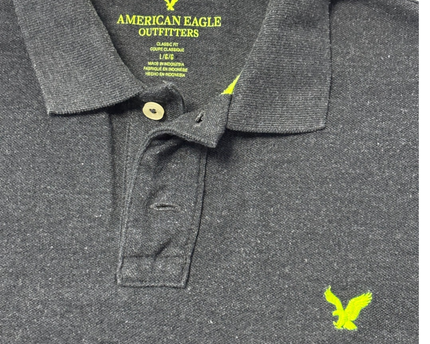 American Eagle Outfitters Dark Grey Neon Trim Polo Shirt