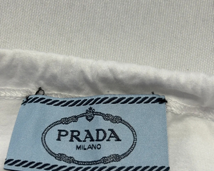 Prada White Sleeveless Top with Silk Ruffle Front