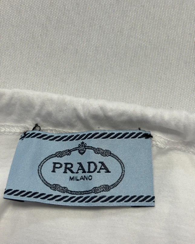 Prada White Sleeveless Top with Silk Ruffle Front