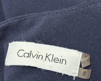 Calvin Klein Navy Blue Peplum Sheath Dress with Belt