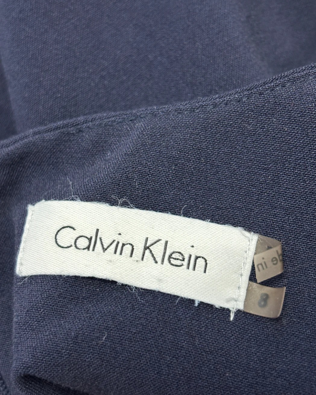 Calvin Klein Navy Blue Peplum Sheath Dress with Belt