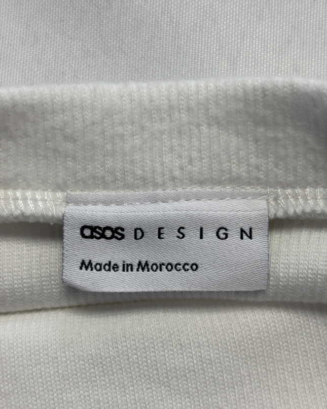 ASOS White Ribbed Crew Neck Sweatshirt