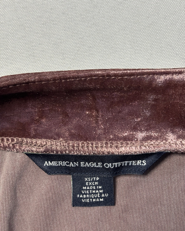 American Eagle Mauve Velvet Wrap Mini Skirt