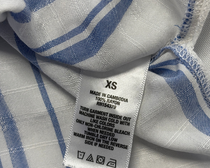 Aeropostale Blue and White Striped Cropped Long-Sleeve Shirt