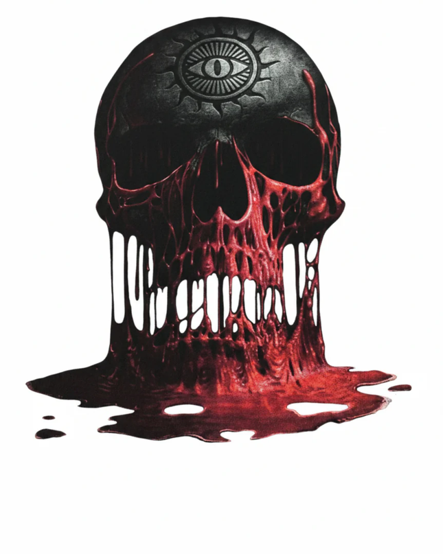 Spiral Black Horror Skull & Bleeding Eye Gothic Graphic Tee