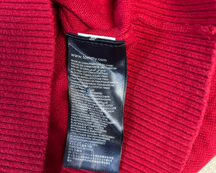 Tommy Hilfiger Red V-Neck Pima Cotton Cashmere Sweater