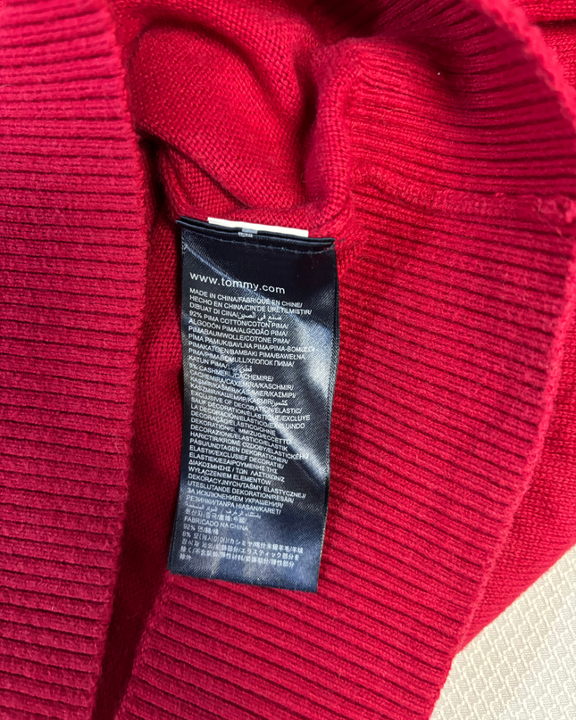 Tommy Hilfiger Red V-Neck Pima Cotton Cashmere Sweater