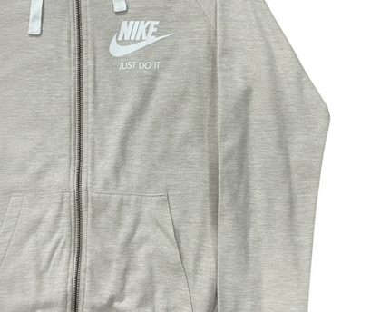 Nike Beige Full-Zip Logo Hoodie