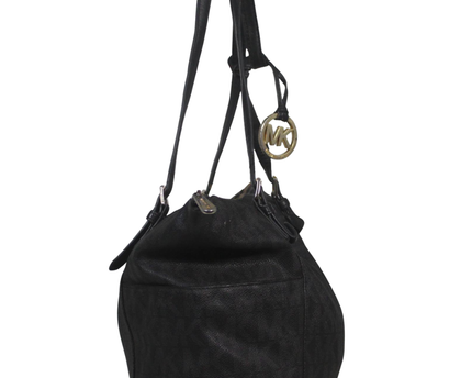 Michael Kors Black Monogram Tote Bag with Logo Charm