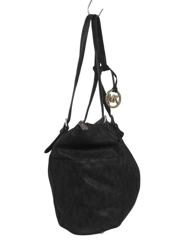 Michael Kors Black Monogram Tote Bag with Logo Charm