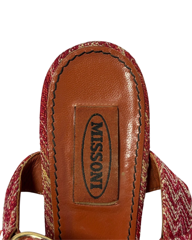 Missoni Red Zigzag Knit Wedge Sandals