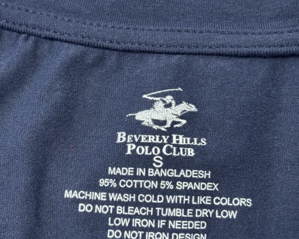 Beverly Hills Polo Club Navy Blue Embellished V-Neck T-Shirt