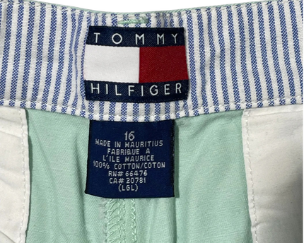 Tommy Hilfiger Mint Green Classic Pleated Cotton Shorts