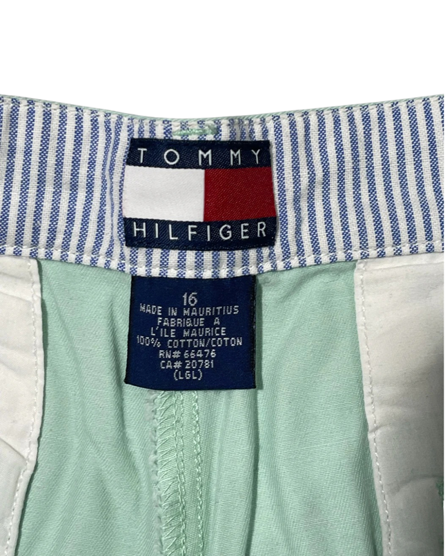 Tommy Hilfiger Mint Green Classic Pleated Cotton Shorts
