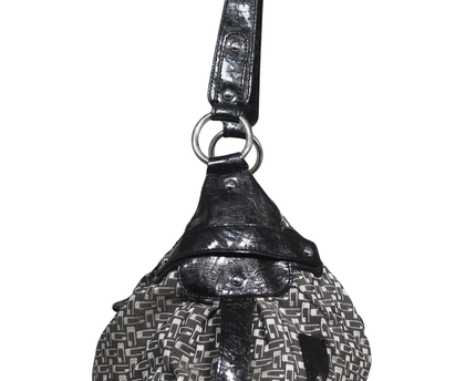 Guess Black & Grey Patterned Monogram Shoulder Bag
