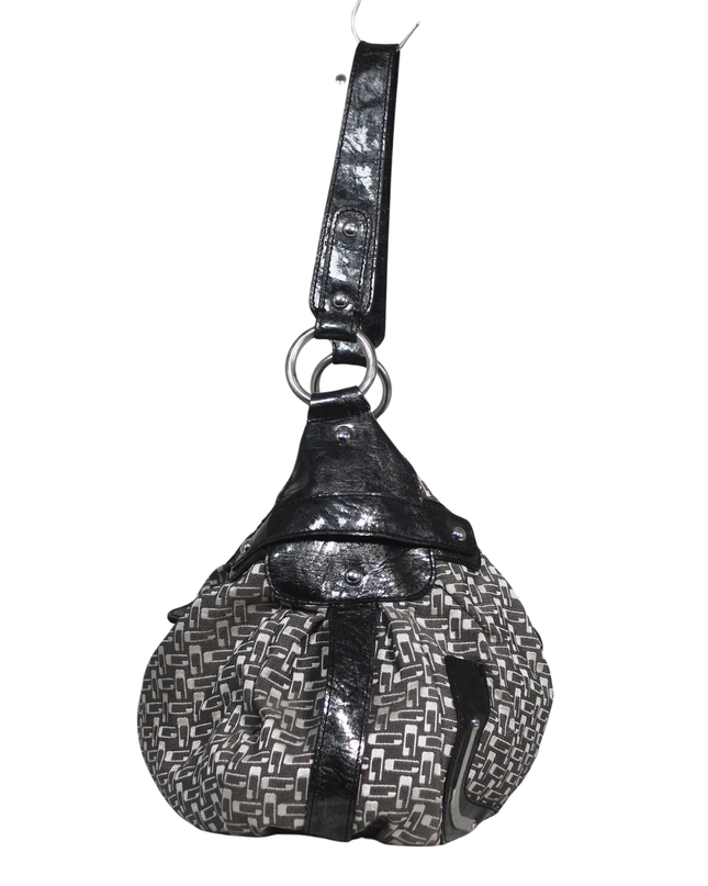 Guess Black & Grey Patterned Monogram Shoulder Bag