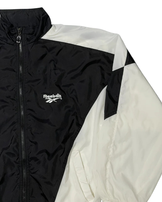 Vintage Reebok Black and White Color-Block Track Jacket