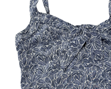 Hollister Blue Leaf Print Tie-Front Crop Top