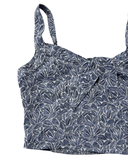 Hollister Blue Leaf Print Tie-Front Crop Top