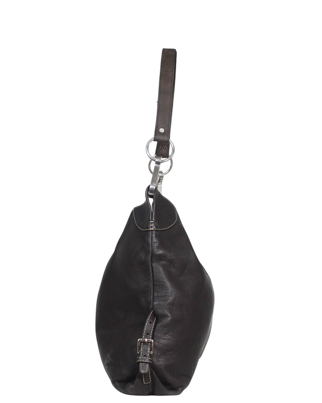 Dooney & Bourke Dark Brown Pebbled Leather Hobo Bag