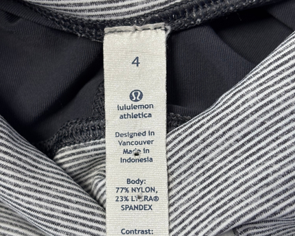 Lululemon Grey Striped Waist Ruched Crop Leggings