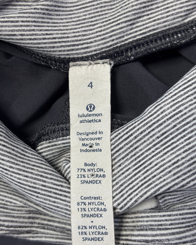 Lululemon Grey Striped Waist Ruched Crop Leggings
