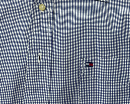 Tommy Hilfiger Blue Micro Gingham Long Sleeve Button-Down Shirt