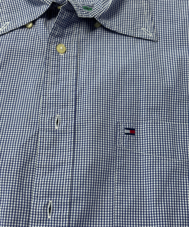 Tommy Hilfiger Blue Micro Gingham Long Sleeve Button-Down Shirt