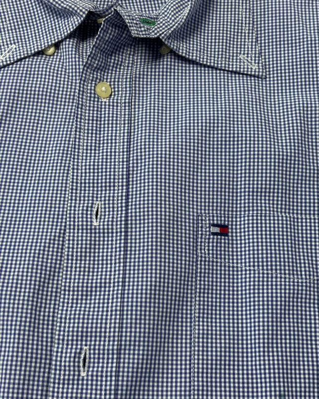 Tommy Hilfiger Blue Micro Gingham Long Sleeve Button-Down Shirt